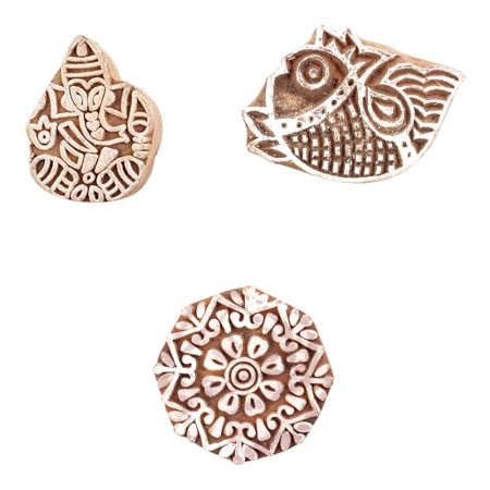 Set of 3 Piece New Mix Wooden Printing Block